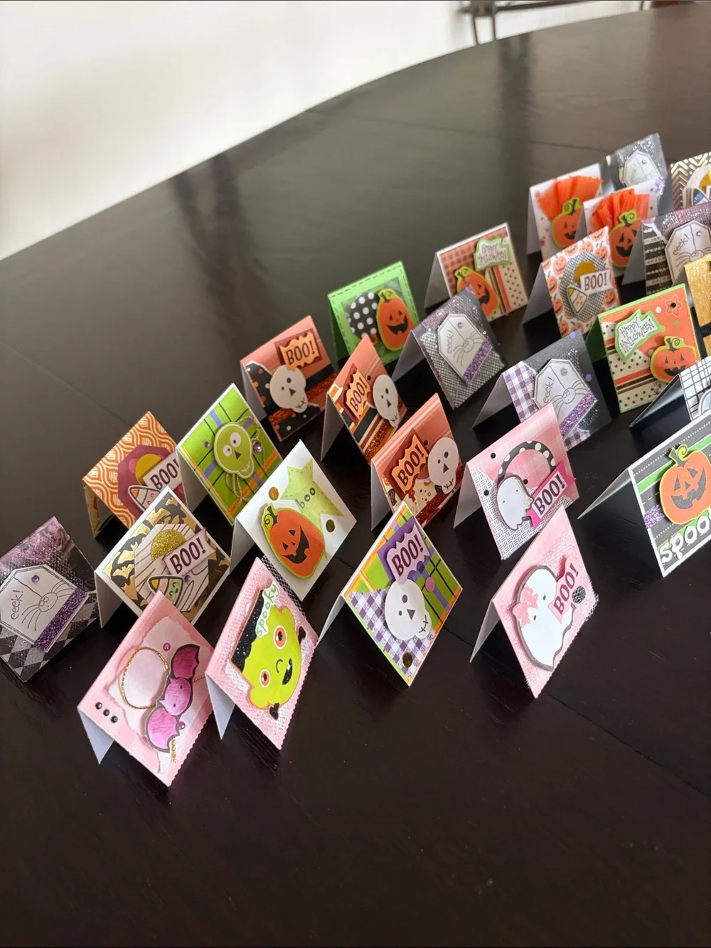 New Handmade Halloween Mini Foldable Surprise Cards - Set of 30, Colorful 2 x 2